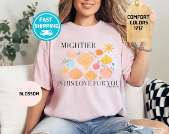 Komfortfarben Christliches T-Shirt: Muschel-Bibel-Vers-Shirt