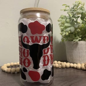 Howdy, Iced Coffee Cup, Beer Can Glass, With Lid and Straw, Gifts