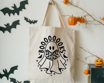 Ghost Reading Books, Book Lover, Bookish, Canvas Tote Bag, Shopping Bag, Gift For Women, Library Bag