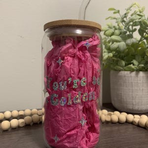 You&#39;re So Golden, Iced Coffee Cup, Beer Can Glass, With Lid and Straw, Gifts