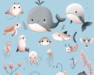 Set Di Tatuaggi Temporanei Luminescenti Per Bambini - 10 Fogli Con Animali E Oceano, Sicuri E Impermeabili