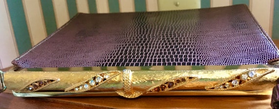 Stunning "After Five" faux brown snakeskin handbag - image 4