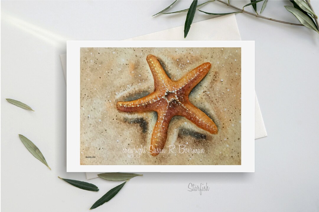 Blank Note Card, Starfish in the Sand on the Beach - Etsy