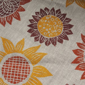 Sunflower natural linen table runner hand block printed summer home decor image 2