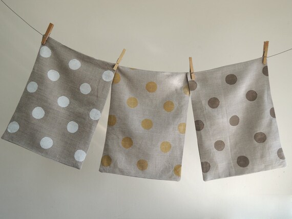 Polka Dot hand block printed natural DOT HAND BLOCKED PILLOW 14 x 24 with