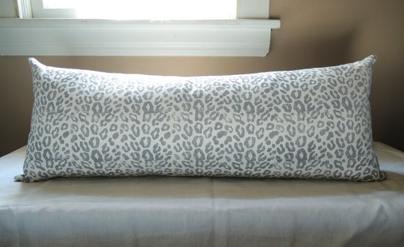 hand block printed gray leopard DOT HAND BLOCKED PILLOW 14 x 24 with