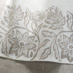 Passionflower white linen cafe curtain hand block printed botanical floral kitchen home decor country french window treatment image 9