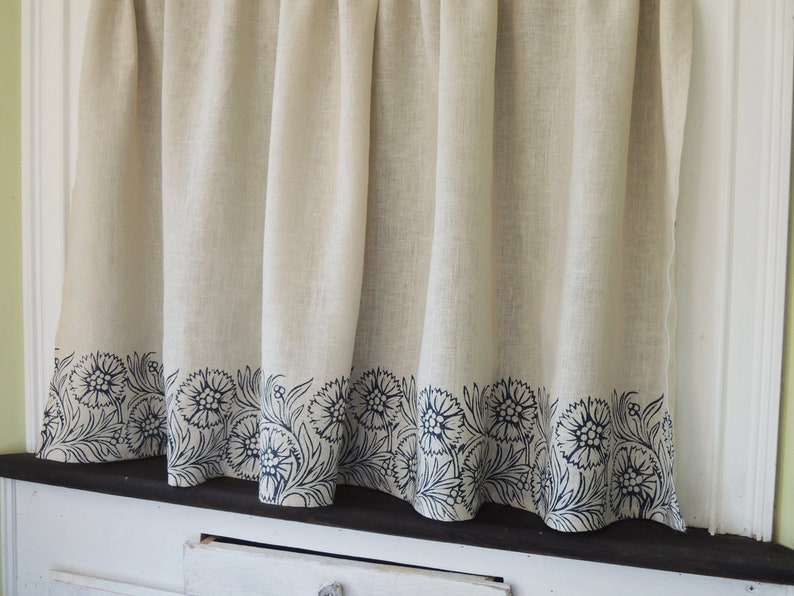 Dianthus botanical linen kitchen home decor cafe curtains image 3