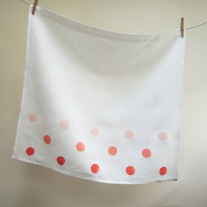 Polka Dot Linen Cafe Curtains hand block printed in three tints of coral, cherry, aqua or french blue pastel home decor two panels image 3