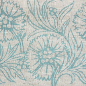 Dianthus botanical linen kitchen home decor cafe curtains aqua gray/antique