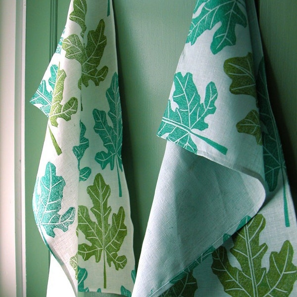 Fig Leaf Linen Tea Towel