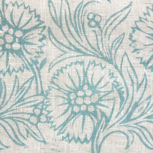 Dianthus botanical linen kitchen home decor cafe curtains aqua gray/white