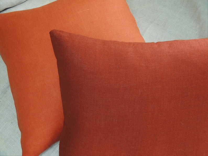 Solid Color Linen Pillow Covers Burnt Orange Red Earth Home Etsy