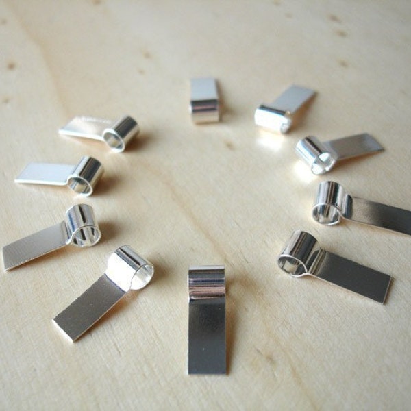 10 Pure Sterling Silver Tube Bails - 10 Bases de Plata de Ley para pegar