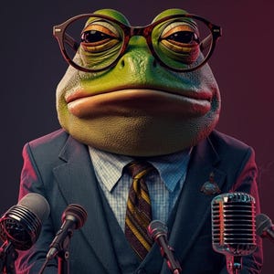 Surreal Frog Politician Portrait | AI Digital Art Print | Anthropomorphic| Satirical Wall Art| Modern Surrealism Poster | Printable download