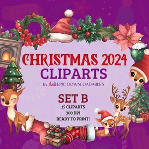 Festive Christmas Digital Clipart Bundle: High-Res Watercolor Art for Printing & Crafts (Royalty-Free)
