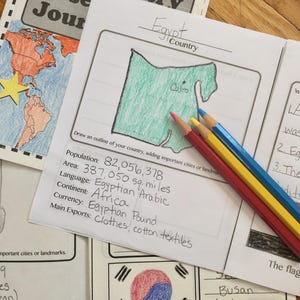 Country research Journal Printable Grades 3 thru 5 homeschooling geography curriculum