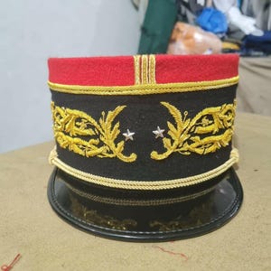 French Hat Cap Kepi - FRENCH KEPI 1547 MODEL Top Replica Cap Bullion Hand Embroidered