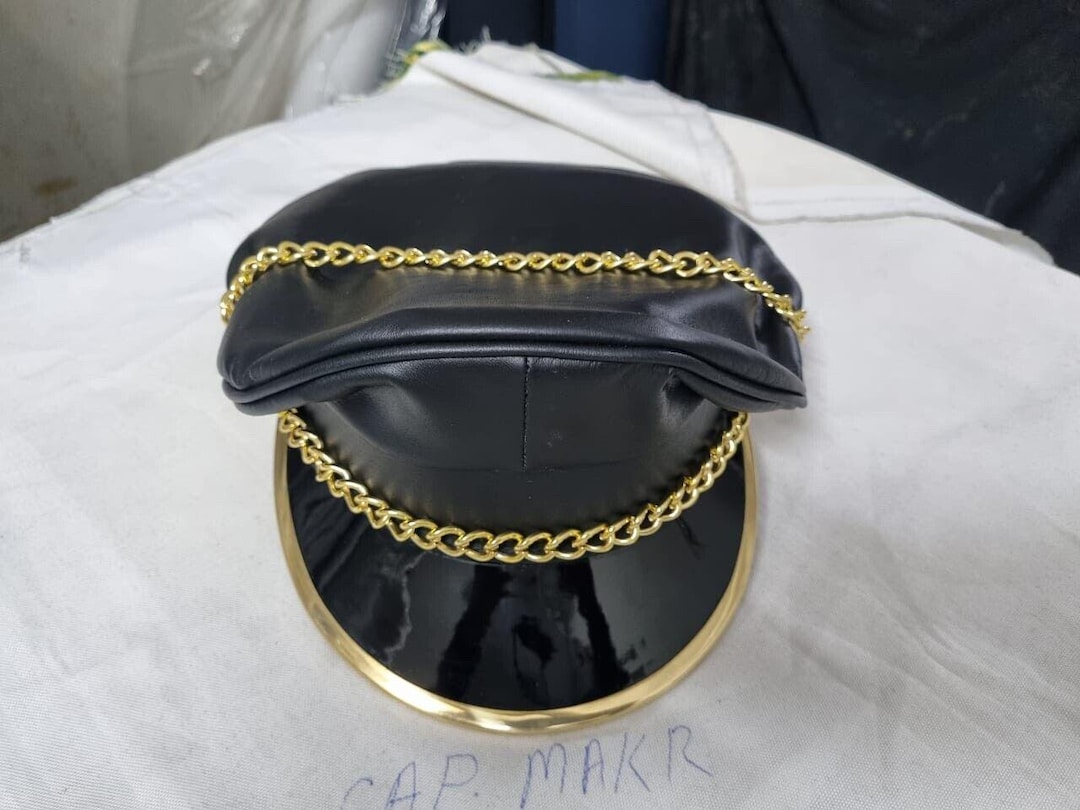 Leather Biker Cap - Finest Soft Real Leather Muir Cap Peaked Cap With ...