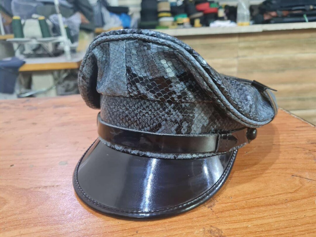Snake Leather Cap - Finest Soft Snake Skin Leather Biker Muir Cap - Etsy