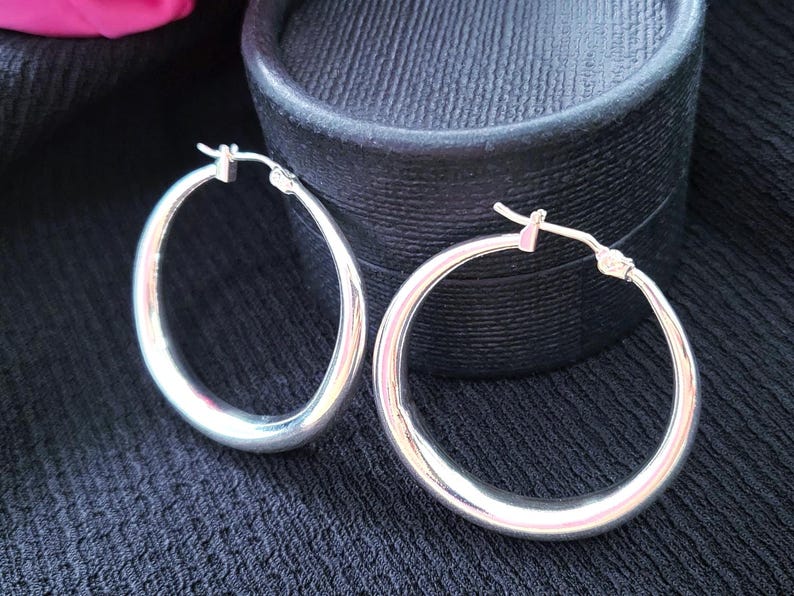 Thickness 5mm Silver Hypoallergenic Stainless SteelRound Hoop Earrings, Large Big Classic Endless Hoops Earrings, Thick Gold Huggie Earrings Jewelry, 14k Solid