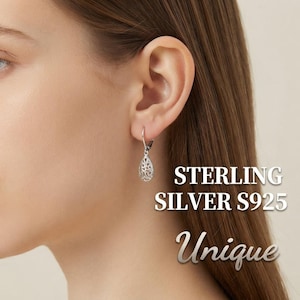 925 Sterling Silver Teardrop Leverback Earrings for Women & Girls – Waterdrop Dangle Earrings Gold - Silver Teardrop Earrings, Elegant