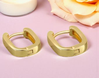 Pendientes de aro pequeños y gruesos de plata de ley 925 / Aros Huggie gruesos / Pendientes minimalistas hipoalergénicos de plata / Regalo de joyería para el día a día