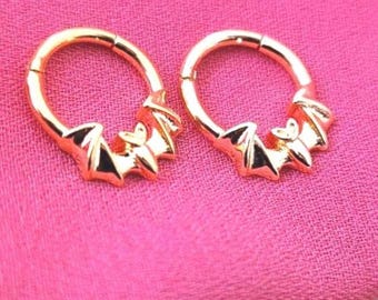 16G Bat Septum Ring/Septum Jewelry/Septum Piercing/Silver Daith Earrings/Cartilage/Helix Hoop/Conch Hoop/Danity Earrings/Halloween Jewelry