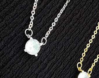 Dainty Diamond Necklace | Minimalist Floating CZ Pendant | Gold & Silver | Bridesmaid Jewelry | Everyday Elegant Necklace | Layering Jewelry