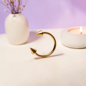 8個入り 16G ホースシュー型セプタムリング ステンレススチール製 鼻ピアス 軟骨 ヘリックス トラガス ダイス ルーク フープリング | 8mm 10mm ゴールドセット