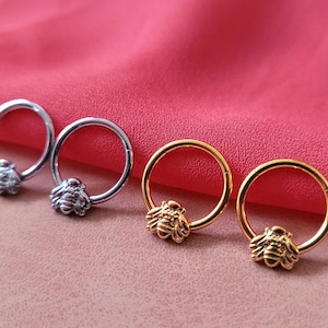 16G Bee Titanium Septum ring |Titanium nose Clicker hoop| Round Nose ring| Clicker ring| Conch clicker |Cute Bee Septum Jewelry 1.2*8/10mm