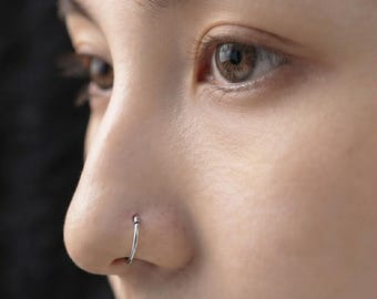 Acero quirúrgico 20G 18G 16G Piercing de nariz con bisagra/ Anillo de nariz con segmento de bisagra Septum/ Pendiente de cartílago/ Pendiente de concha/ Tallas 6, 8, 10, 12