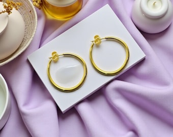 Orecchini a cerchio diametro 20 mm in Acciaio con vera placcatura Oro