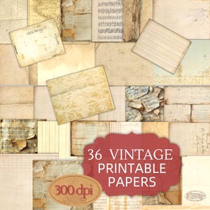Vintage Style Journal Papers,  Printable Backgrounds,  Scrapbooking, Junk Journals, Instant Download, High Quality, Digital Craft Supplies