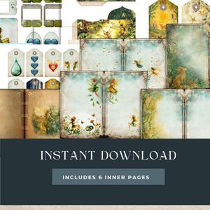 Fairy Junk Journal Kit, druckbare digitaler Download, mystische Wald Ephemera, Scrapbook Papiere, DIY Handwerk, Instant Download
