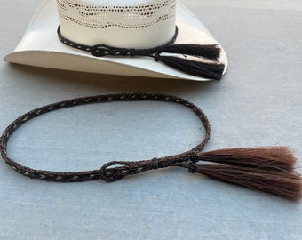 Braided Horse Hair Western Hat Band with Tassels