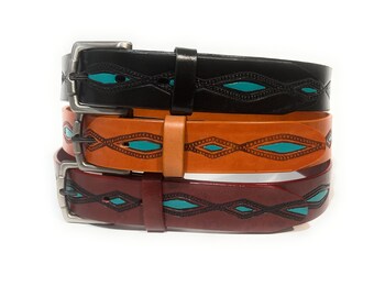 Vegan Leather Animal Print Western Concho Statement Belts with Turquoise Accents Nocona Wild Diamond - Women main image 4
