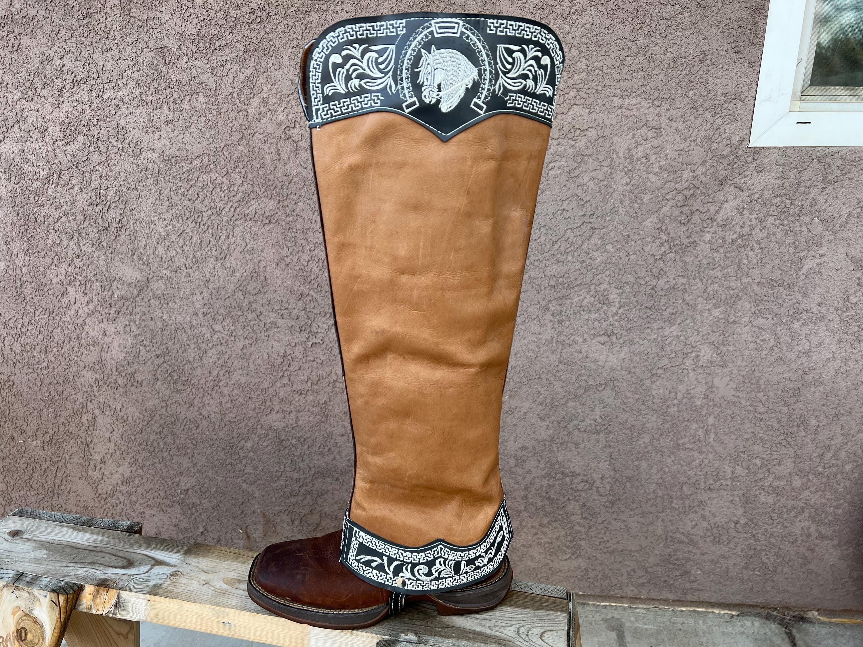Embroidered Leather Western Riding Chaps: Tall Charro Saddle Gear - Etsy