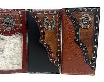 Handcrafted Leather Cowboy Tall Wallet: Western Rodeo Bifold