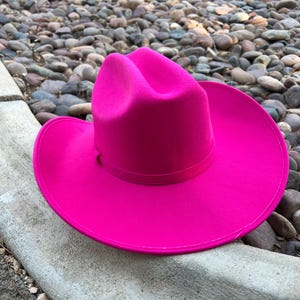 Puede incluir: Un sombrero de vaquero fucsia vibrante con ala ancha. El sombrero est&aacute; hecho de un material suave y presenta una forma de corona cl&aacute;sica. Un accesorio de moda audaz.