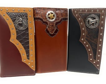Handcrafted Leather Cowboy Tall Wallet: Western Rodeo Bifold