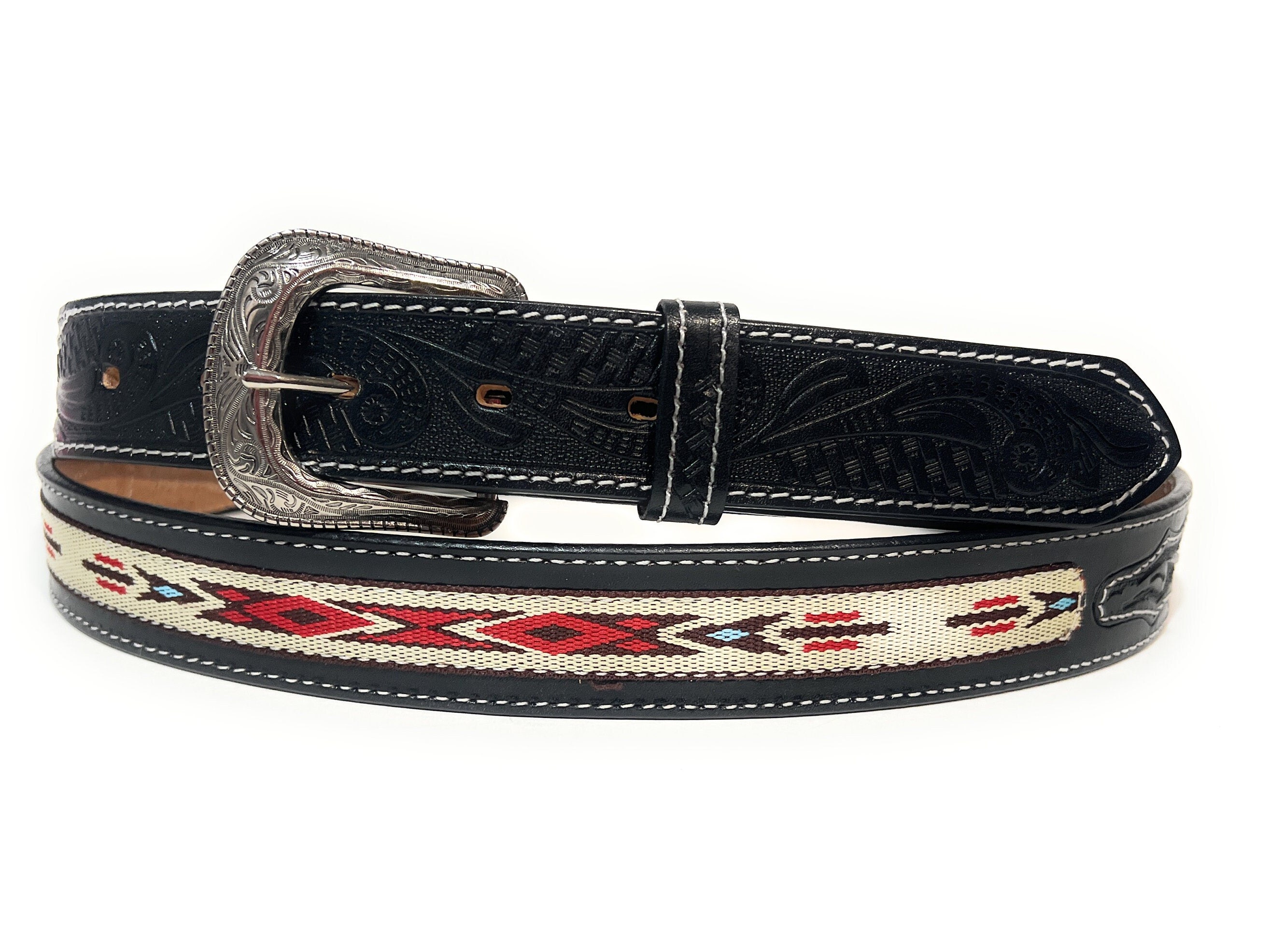 1296 Black Leather Western Belt Cowgirl Cowboy Strap 1.5 Inches Country TRIWORKS Western Cowboy Cowgirl Belt for Men Western Buckle  main image 4