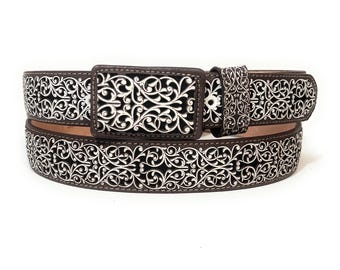 Hand Crafted Men's Authentic Charro Belt, Men's Western Belt, Cinturon Charro, Cinto Vaquero