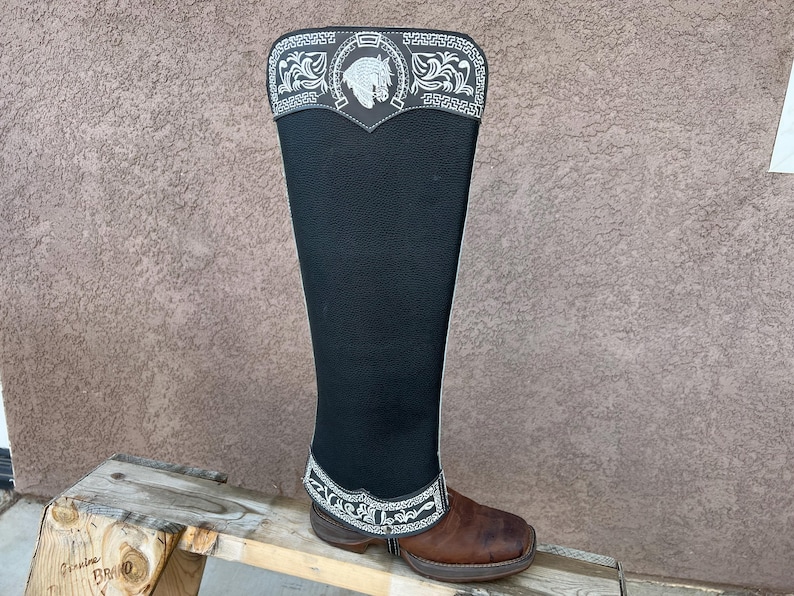Embroidered Leather Western Riding Chaps: Tall Charro Saddle Gear - Etsy