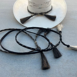 Horse Hair Braided Western Hat Band, Horse Hair Tassels Adjustable Cowboy Rodeo Western Hat band Decoration