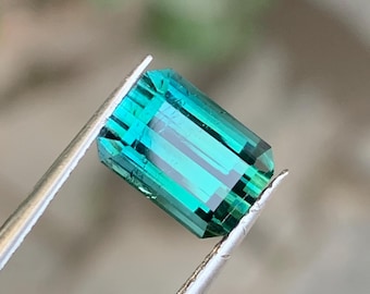 Natuurlijke blauwgroene toermalijn, 2,7 kt gefacetteerde smaragd geslepen edelsteen