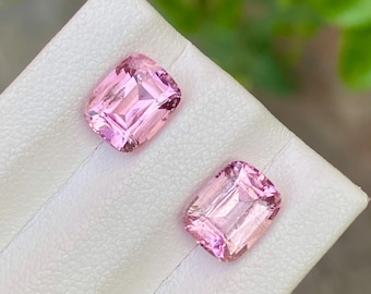 Baby Pink Tourmaline 4.60ct Natural Faceted Cushion Cut Pair for Earrings