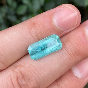 Neon Blue Tourmaline 7.30Cts Faceted Emerald Cut