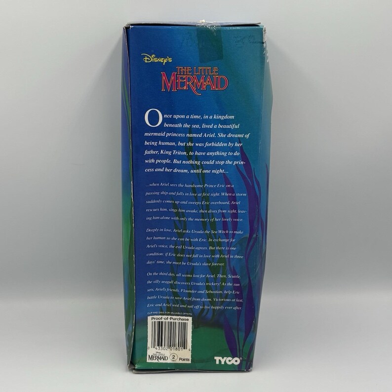 Vintage Ariel Little Mermaid Disney 1991 New sealed in box Tyco Doll Damaged Box image 11
