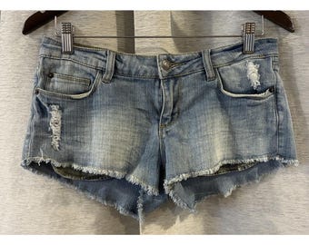 Vintage Y2K Dollhouse Denim Micro Shorts Size 8 Denim Mini Low Rise Blue
